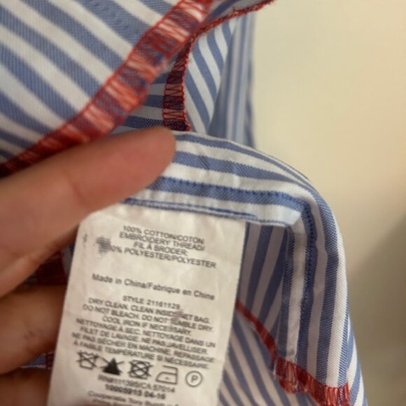 Tory Burch Blue Orange Embroidered Meg Stripped Sleeveless Blouse- Size 6 - Picture 6 of 7